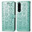 Leather Case Stands Fashionable Pattern Flip Cover Holder S03D for Sony Xperia 1 III Green