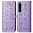 Leather Case Stands Fashionable Pattern Flip Cover Holder S03D for Sony Xperia 1 III Purple