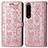 Leather Case Stands Fashionable Pattern Flip Cover Holder S03D for Sony Xperia 1 IV Rose Gold