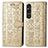 Leather Case Stands Fashionable Pattern Flip Cover Holder S03D for Sony Xperia 1 V Gold