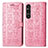 Leather Case Stands Fashionable Pattern Flip Cover Holder S03D for Sony Xperia 1 V Pink