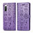 Leather Case Stands Fashionable Pattern Flip Cover Holder S03D for Sony Xperia 10 II Purple