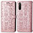 Leather Case Stands Fashionable Pattern Flip Cover Holder S03D for Sony Xperia 10 III Lite Rose Gold