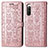 Leather Case Stands Fashionable Pattern Flip Cover Holder S03D for Sony Xperia 10 IV SO-52C Rose Gold