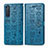 Leather Case Stands Fashionable Pattern Flip Cover Holder S03D for Sony Xperia 5 II Blue