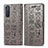 Leather Case Stands Fashionable Pattern Flip Cover Holder S03D for Sony Xperia 5 II Gray