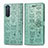 Leather Case Stands Fashionable Pattern Flip Cover Holder S03D for Sony Xperia 5 II Green