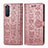 Leather Case Stands Fashionable Pattern Flip Cover Holder S03D for Sony Xperia 5 II Rose Gold