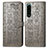 Leather Case Stands Fashionable Pattern Flip Cover Holder S03D for Sony Xperia 5 III SO-53B Gray