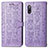 Leather Case Stands Fashionable Pattern Flip Cover Holder S03D for Sony Xperia Ace II Purple