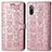 Leather Case Stands Fashionable Pattern Flip Cover Holder S03D for Sony Xperia Ace II Rose Gold