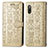 Leather Case Stands Fashionable Pattern Flip Cover Holder S03D for Sony Xperia Ace II SO-41B Gold