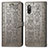 Leather Case Stands Fashionable Pattern Flip Cover Holder S03D for Sony Xperia Ace II SO-41B Gray