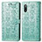 Leather Case Stands Fashionable Pattern Flip Cover Holder S03D for Sony Xperia Ace II SO-41B Green