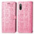 Leather Case Stands Fashionable Pattern Flip Cover Holder S03D for Sony Xperia Ace II SO-41B Pink
