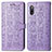 Leather Case Stands Fashionable Pattern Flip Cover Holder S03D for Sony Xperia Ace II SO-41B Purple