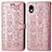 Leather Case Stands Fashionable Pattern Flip Cover Holder S03D for Sony Xperia Ace III Rose Gold