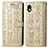 Leather Case Stands Fashionable Pattern Flip Cover Holder S03D for Sony Xperia Ace III SO-53C Gold