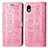 Leather Case Stands Fashionable Pattern Flip Cover Holder S03D for Sony Xperia Ace III SOG08 Pink