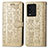 Leather Case Stands Fashionable Pattern Flip Cover Holder S03D for Vivo iQOO 10 5G Gold