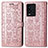 Leather Case Stands Fashionable Pattern Flip Cover Holder S03D for Vivo iQOO 10 5G Rose Gold