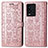 Leather Case Stands Fashionable Pattern Flip Cover Holder S03D for Vivo iQOO 9T 5G Rose Gold