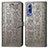 Leather Case Stands Fashionable Pattern Flip Cover Holder S03D for Vivo iQOO Z3 5G Gray