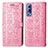 Leather Case Stands Fashionable Pattern Flip Cover Holder S03D for Vivo iQOO Z3 5G Pink