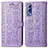 Leather Case Stands Fashionable Pattern Flip Cover Holder S03D for Vivo iQOO Z3 5G Purple