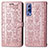 Leather Case Stands Fashionable Pattern Flip Cover Holder S03D for Vivo iQOO Z3 5G Rose Gold