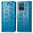 Leather Case Stands Fashionable Pattern Flip Cover Holder S03D for Vivo iQOO Z6 5G Blue