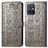 Leather Case Stands Fashionable Pattern Flip Cover Holder S03D for Vivo iQOO Z6 5G Gray