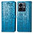 Leather Case Stands Fashionable Pattern Flip Cover Holder S03D for Vivo iQOO Z6 Lite 5G Blue