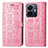 Leather Case Stands Fashionable Pattern Flip Cover Holder S03D for Vivo iQOO Z6 Lite 5G Pink