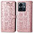 Leather Case Stands Fashionable Pattern Flip Cover Holder S03D for Vivo iQOO Z6 Lite 5G Rose Gold