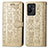 Leather Case Stands Fashionable Pattern Flip Cover Holder S03D for Vivo iQOO Z6x Gold
