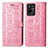 Leather Case Stands Fashionable Pattern Flip Cover Holder S03D for Vivo iQOO Z6x Pink