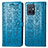 Leather Case Stands Fashionable Pattern Flip Cover Holder S03D for Vivo T1 5G India Blue