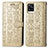 Leather Case Stands Fashionable Pattern Flip Cover Holder S03D for Vivo V20 (2021) Gold