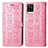 Leather Case Stands Fashionable Pattern Flip Cover Holder S03D for Vivo V20 (2021) Pink