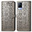 Leather Case Stands Fashionable Pattern Flip Cover Holder S03D for Vivo V21 5G Gray