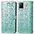 Leather Case Stands Fashionable Pattern Flip Cover Holder S03D for Vivo V21 5G Green