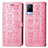 Leather Case Stands Fashionable Pattern Flip Cover Holder S03D for Vivo V21 5G Pink