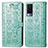 Leather Case Stands Fashionable Pattern Flip Cover Holder S03D for Vivo V21e 5G Green