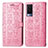 Leather Case Stands Fashionable Pattern Flip Cover Holder S03D for Vivo V21e 5G Pink