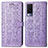 Leather Case Stands Fashionable Pattern Flip Cover Holder S03D for Vivo V21e 5G Purple