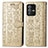 Leather Case Stands Fashionable Pattern Flip Cover Holder S03D for Vivo V23 5G Gold