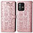 Leather Case Stands Fashionable Pattern Flip Cover Holder S03D for Vivo V23 5G Rose Gold