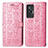 Leather Case Stands Fashionable Pattern Flip Cover Holder S03D for Vivo X70 5G Pink