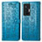 Leather Case Stands Fashionable Pattern Flip Cover Holder S03D for Vivo X70 Pro 5G Blue